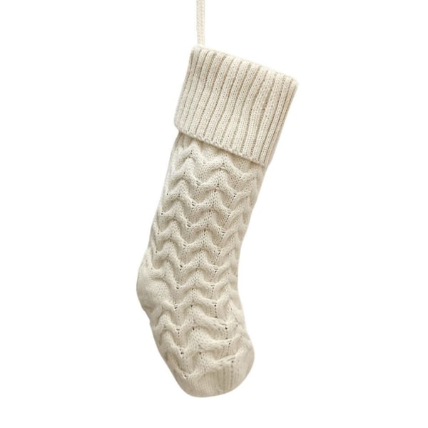 Julstrumpa i Stickad Design, Hängande Ornament, Söt Presentförpackning, Dekoration, Vit