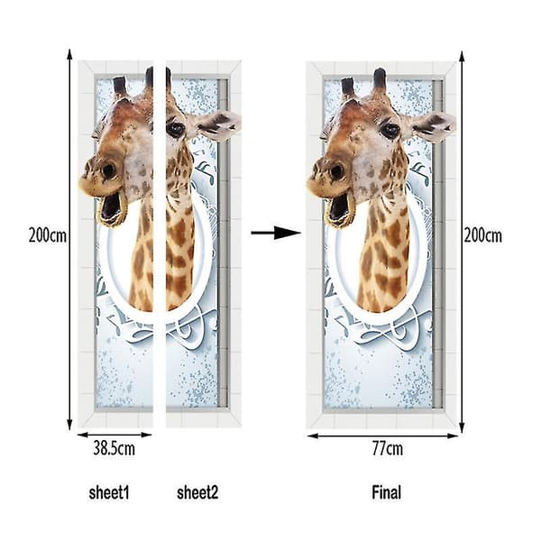 1 stk. Giraff 3D Dørklistremerke