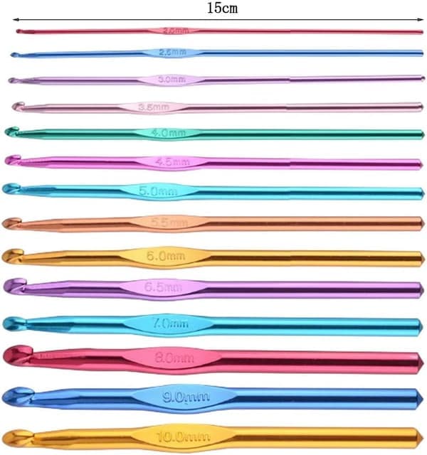 14 Pieces Aluminum Crochet Hooks, Multicolor Knitting Needles Craft Making Tools Yarn Set 2mm-10mm
