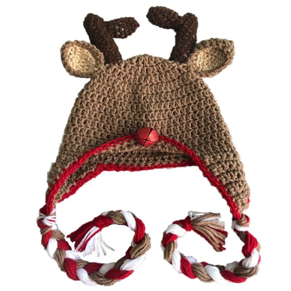 Cartoon elk element knitted hat ear protection winter outdoor hat girls and boys