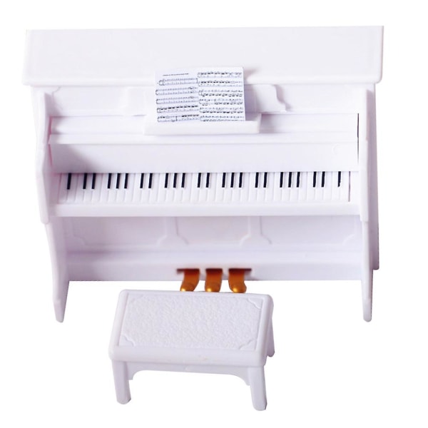 1 set Mini upprättstående Piano och Piano Pall Scen Shooting Rekvisita Mini House DecorWhite9,1x7cm White 9.1x7cm