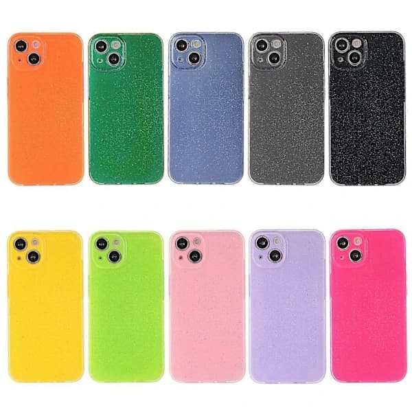 iPhone 15 Cover Jelly TPU Glitter Puder Ridsefast Telefon Bagside