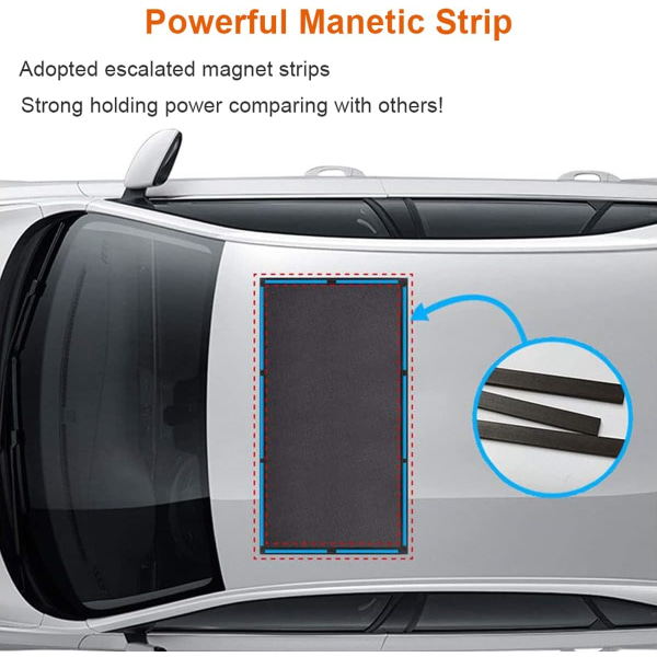 Magneettinen Auton Auringonkatto Aurinkosuoja Hengittävä Verkko, Auton Katon Peite Yöpymiseen Leirintäalueella, Nopea Asennus, UV-Auringonsuojaus