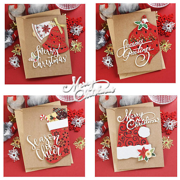 Hauskaa Joulua Metallileikkausstencil-malli Scrapbooking DIY-valokuva-albumi Leimat Paperikortti Prässääminen