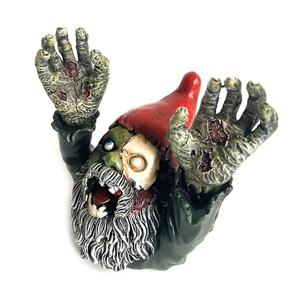 Kreativ Halloween Gyserdværg Statue Hænder Op Halv Zombie Gnome Gulv Skulptur Statue Harpiks Ornament Havegård Fest Dekoration