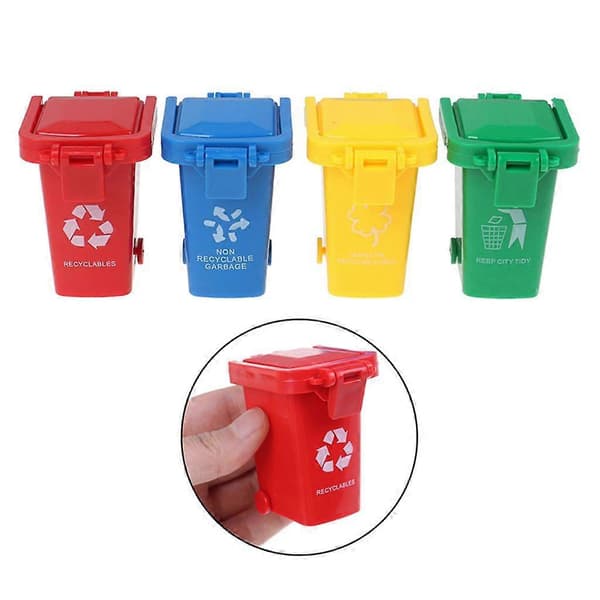 4 pcs/set Mini Trash Can Dustbin Peony Parrot Intelligence Training Toys Pet Supplies