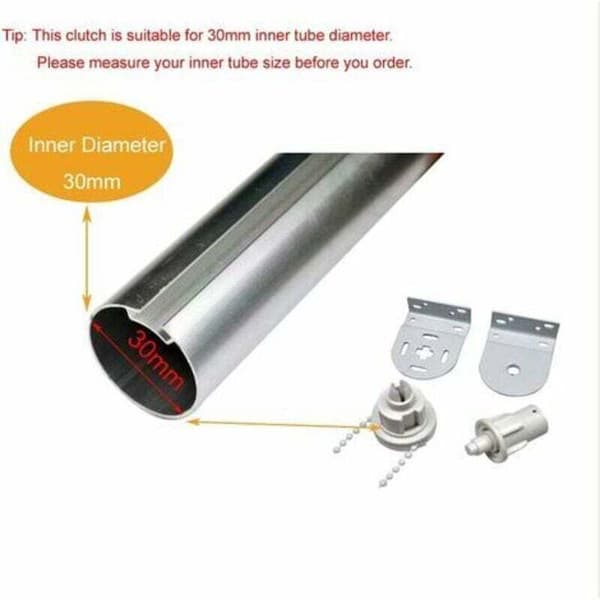 Jalleria 32mm Roller Blind Kit, complete with roller blind clutch, roller blind chain, roller blind bracket