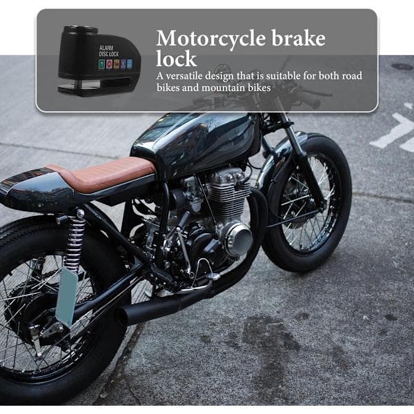 Disc Brake Lock with Alarm, Disc Lock with Alarm, with Reminder Cable, 7mm, Motorcycle Lock, Scooter Lock