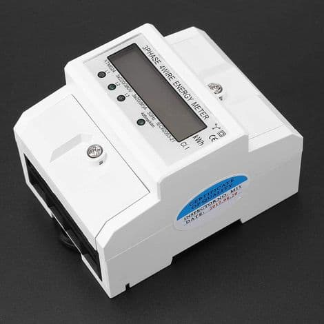 Three-phase 4-wire 80A electricity meter - 3 x 20 digital LCD - DIN rail mounting - Class 1 accuracy IEC62053