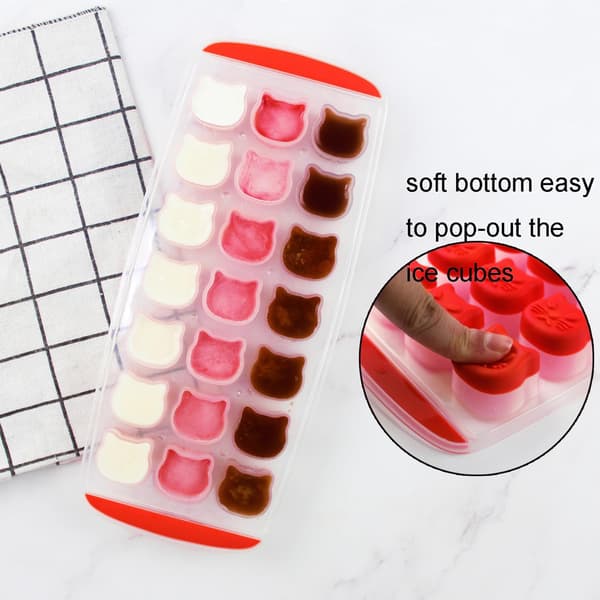 Cat Ice Tray, Red Silicone Mold, Easy Release Cocktail Ice Maker, BPA-Free, 2-Pack