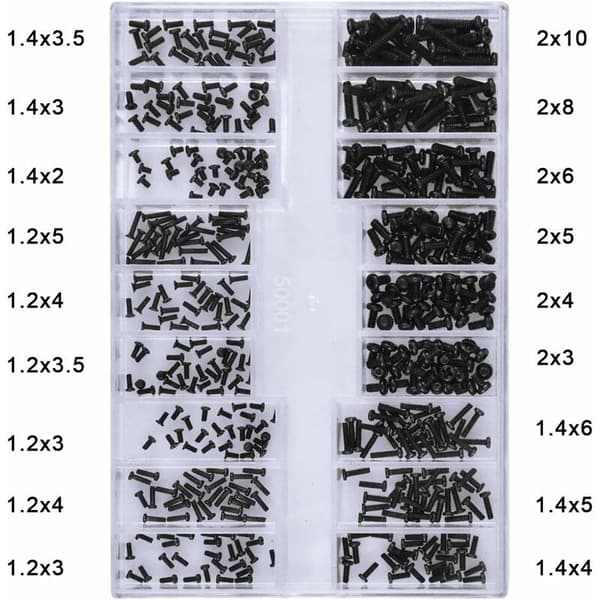 500 Pcs Eyeglass Screws, Round Head, Universal Portable Screw Set M-FM-