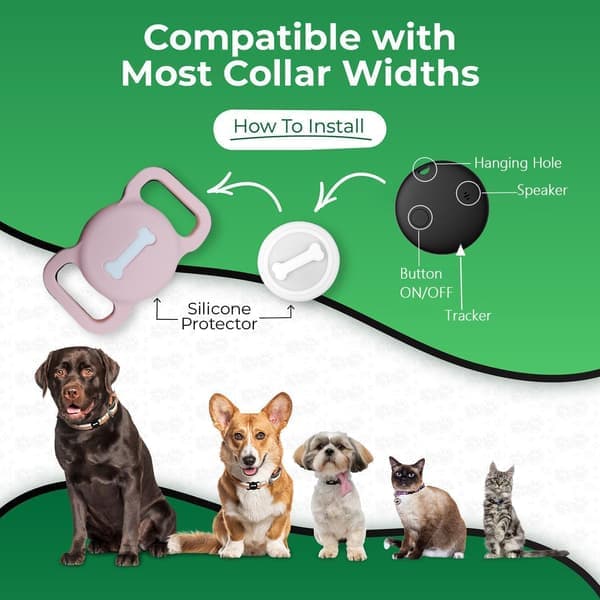 Smart Pet Tracker Dog Tracker with Black Collar Smart Tag Enables Seamless Location Tracking MFi Certified No GPS Tracking.