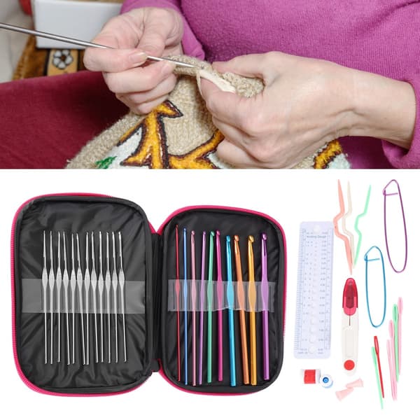 22 Sizes Crochet Hook Set 0.6-6.5mm Knitting Needles with Other Crochet Tools