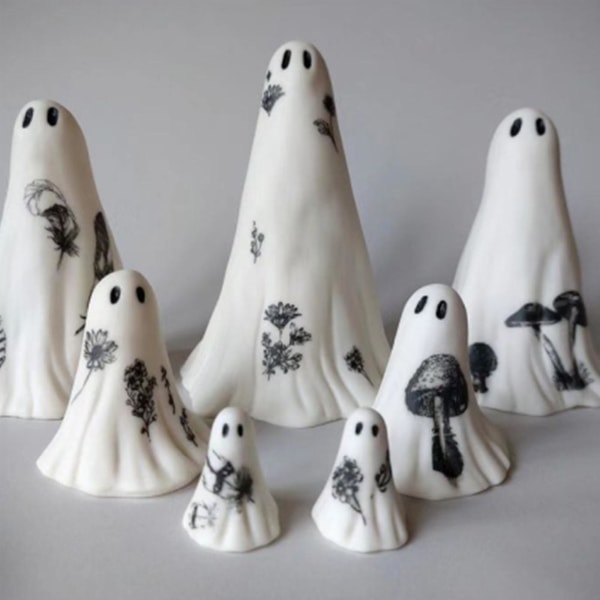 7 Pakke Mini Harpiks Miniature Spøgelsespynt Halloween Dekorationer til Hjemmefest