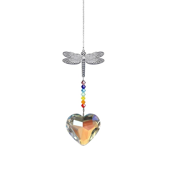 Krystall Guardian Angel Regnbuemaker Solfangere med Glasskuleprismehjerte Heart