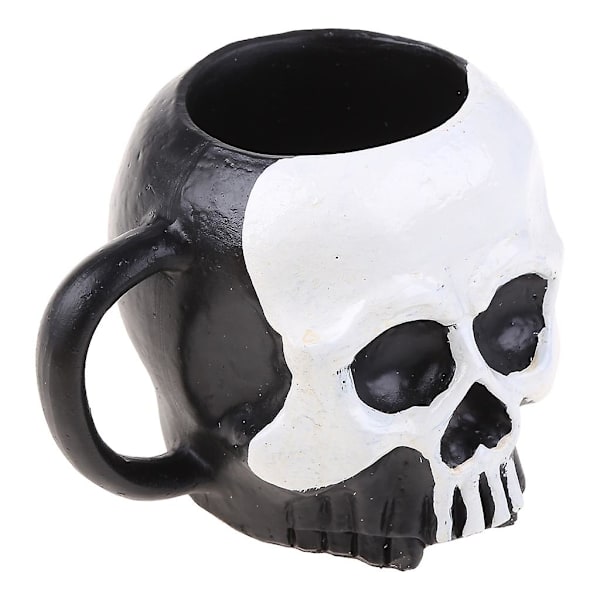 Realisttisk Skelett Kaffekopp Halloween Resin Hantverk Ornament Skrivbordsdekoration Vit