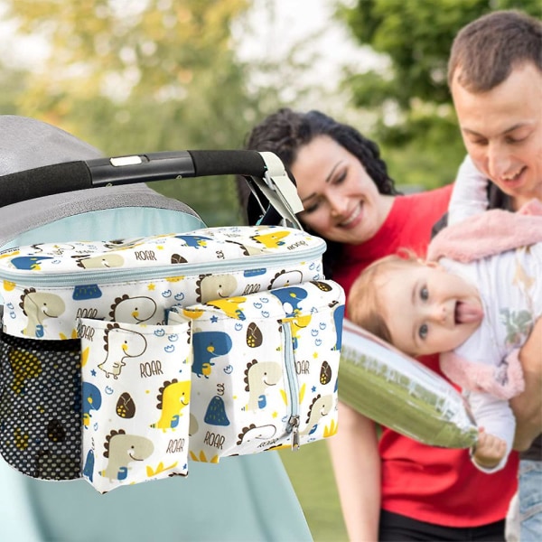 Organiseringsveske for barnevogn til mamma, babyvognbag - Kompatibel med de fleste barnevogner - Multifunksjonell stor kapasitet 31x20x15 cm