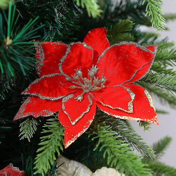 Julestjerne Julepynt Glitter Julestjerne Blomster til juletrepynt (8stk-flerfarget)