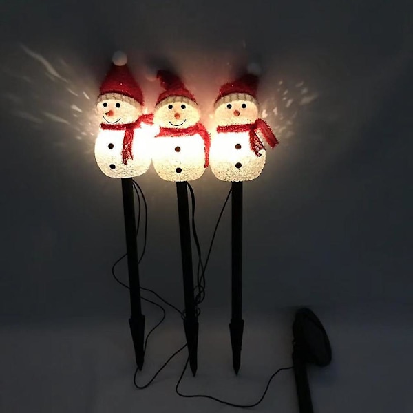 LED Solcelled Hagelyssett med 3 Lys - Julenisse Hagepynt