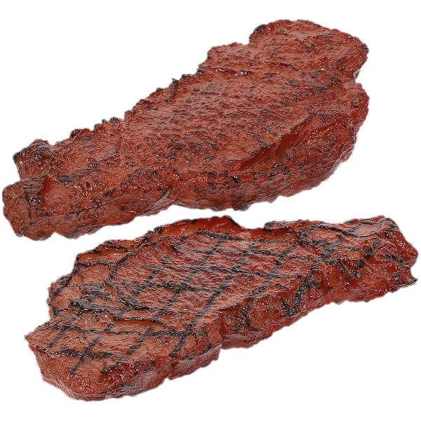 2 stk. Falsk Steak Rekvisit Fotografering Steak Model Kunstig Steak Rekvisit Børn Leg Pretend Legetøj Brun