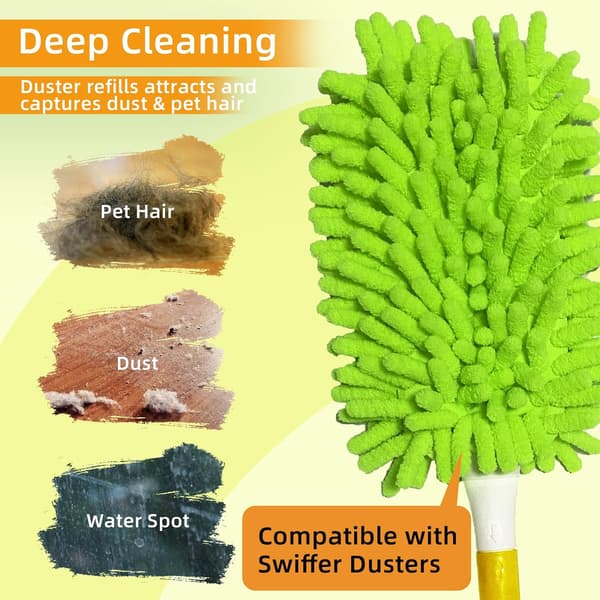 Reusable Duster Cloth Refill Compatible with Swiffer Hand Duster, Microfiber Ceiling Fan Duster for Swiffer Dusters with Extended Handle