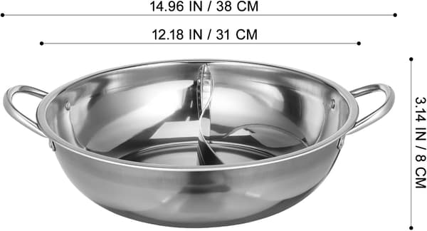Stainless Steel Cooking Pot with Divider Practical Hotpot Pot Thickened Durable Reusable