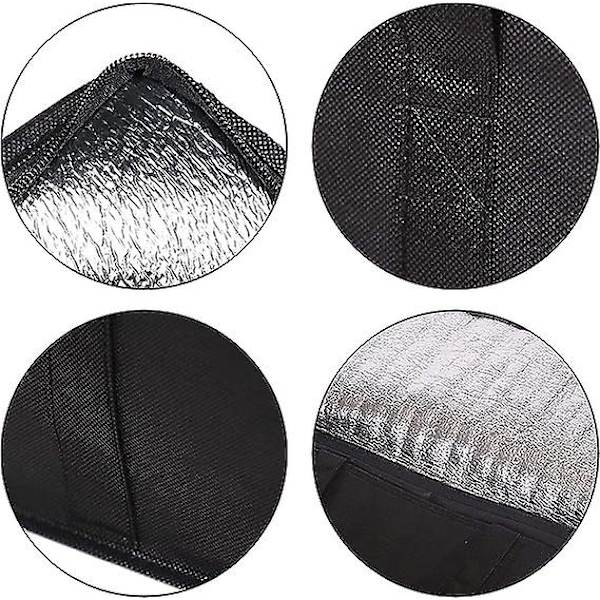 XL Eristetty Toimituslaukku - 41 x 33 x 26 cm - Lämmin tai Kylmä Ruoan Toimituslaukku Retkeilyyn, Juhliin, Ruoan Kantamiseen, Cateringiin (musta, erittäin suuri)