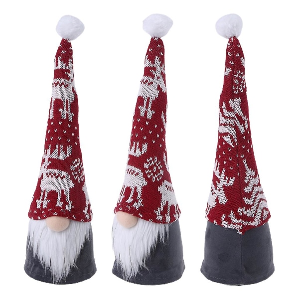 Jule-Strikket Lang Hette Nisse Dukke Ornament Plysj Håndverk Søt Tegneserie Dw