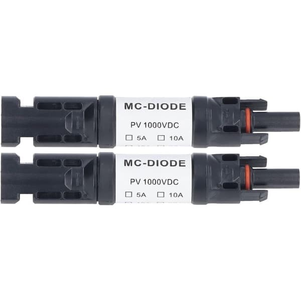 MC-D 2-pakning solcellekontakter 1000V med integrert sperrediode, IP68 vanntett for solcellepanelkobling (20A)