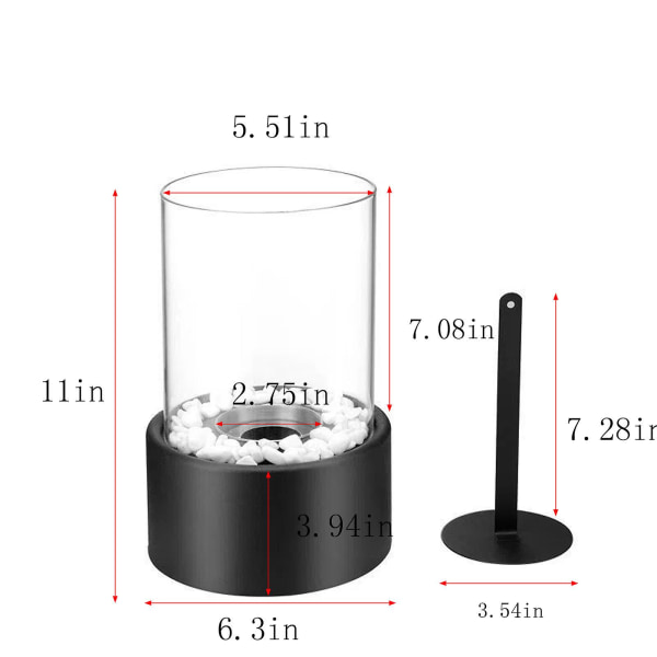 Bordbål Potte Innendørs Utendørs Bærbar Bordpeis Renbrennende Bioetanol FireBlac Black
