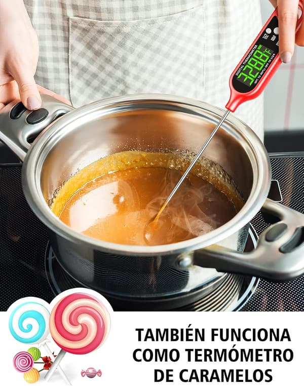 Kitchen Thermometer, IP66 Waterproof Oven Thermometer with 3s Fast Reading, Backlight & Calibration, Magnetic & Auto Shut-off
