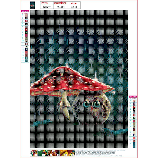 Mystinen Söpö Pöllö Sieni Timanttimaalaussarjat Aikuisille, 5D DIY Kasvi Timanttitaidesarjat Aloittelijoille, Kristallikuva Timantti