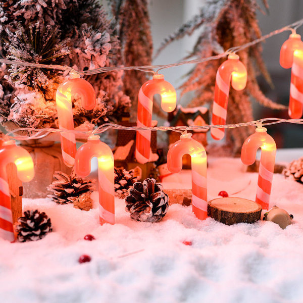 Julepindelys, dekorative lys til juledekoration, med 10 LED-batterier til badeværelse, soveværelse, fødselsdag