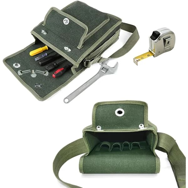 Electrician Tool Belt, Retro Maintenance Storage Bag Small Tool Maintenance Pouch Storage Hardware Holder Adjustable Nylon Waterproof Fabric DIY...