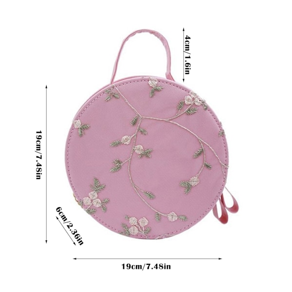 Handväska Rund Damväska Enfärgad Liten Trendig Vardagsväska Färg Fräsch Crossbody Spets Vadderade Väskor för Utomhusbruk