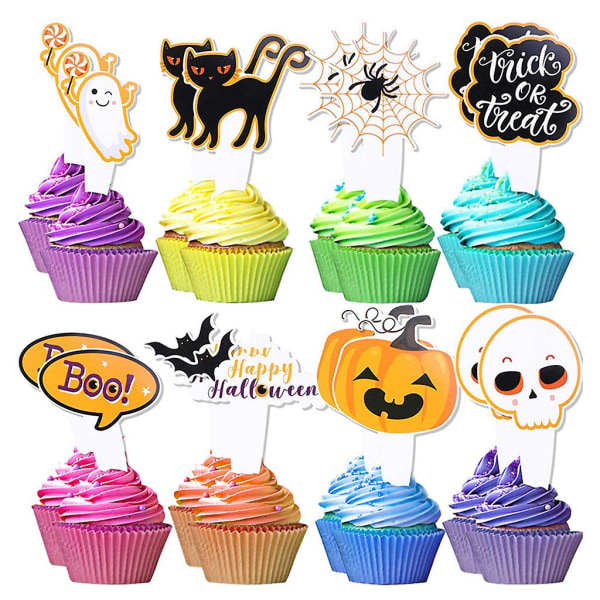 16 stk Kagepynt Halloween Cupcake Pynt Kagepynt til Festdekorationer