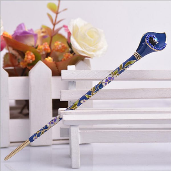 Blå 15 cm långa hårnålar för kvinnor med tjockt långt hår, det perfekta valet för en elegant look (15 cm)