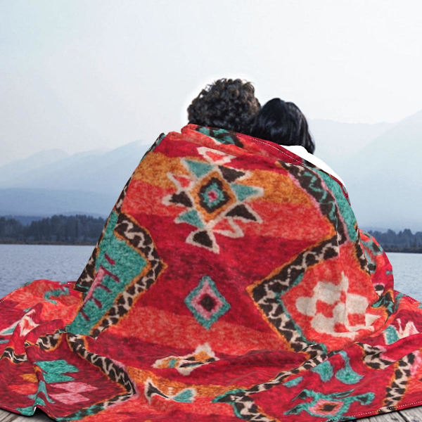 Traditionell färgad Anthropologie Bohemian marockansk filt fleece tryckt lätt filt filt för soffa rese sängöverkast