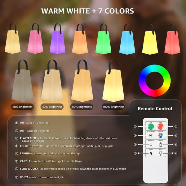 Dimmable Outdoor Table Lamp, Rechargeable Cordless LED Table Lamp
