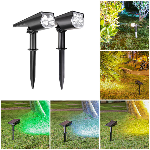 Flerfarget Utendørs Solcellelys, 7 LED Solcellelamper Vanntette IP67, Justerbart Solcellelys med 2 Lysmoduser, Farget