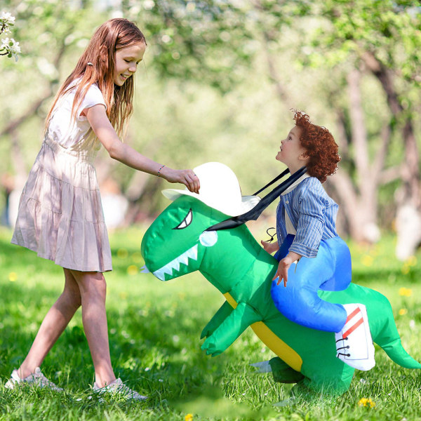 Uppblåsbar Dräkt Barn Dinosaur Kostym Byxor Actionfigur Barnkostym Grön Green