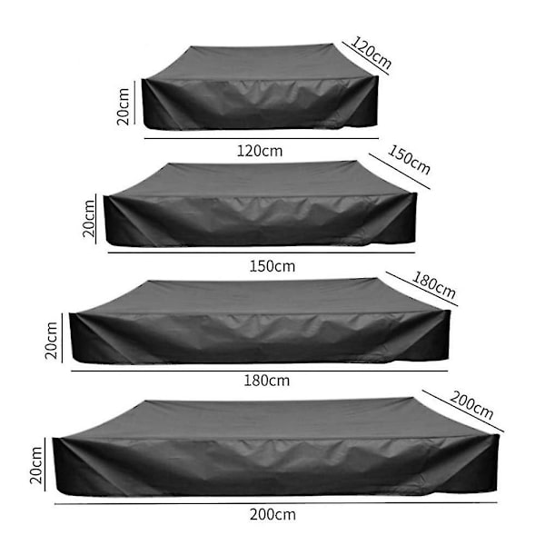 Hiekalaatikon kansi, lasten leikkikentän bunkkerin kansi vetoketjulla hiekalaatikon leluille ja huonekaluille, vedenpitävä pölytiivis 150*150cm musta 150*150cm Black