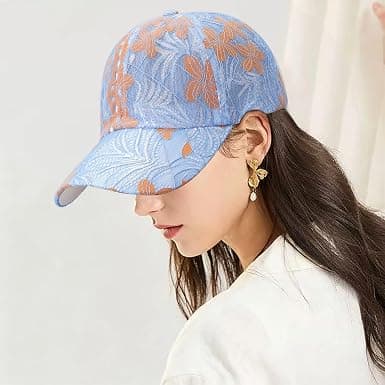 Dame Solhatt Klassisk Mesh Baseballcaps Blondebroderi Solbeskyttelseshatt Blå Blue