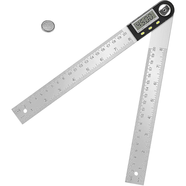 Digital Vinkelmätare, 200 Mm Rostfritt Stål Vinkelmätare, Med Nolljustering Och Låsfunktion, LCD-Skärm, 360 Multi-vinkelmätning