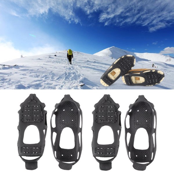 Menn Dame Slitesterk Walk-trekkkloss for å gå på snø og is Anti-skli 24 pigger Stegjern for sko og støvler (XL-kode)