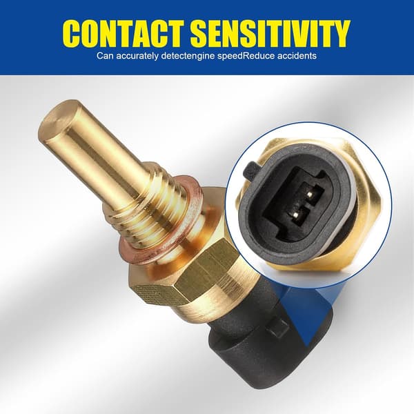 (Gold) 1-Pack Car Temperature Sensor with Connector, Durable Metal Vehicle ECT Temp Sensor Replacement Parts, Compatible with Delphi OEM #15404280 12