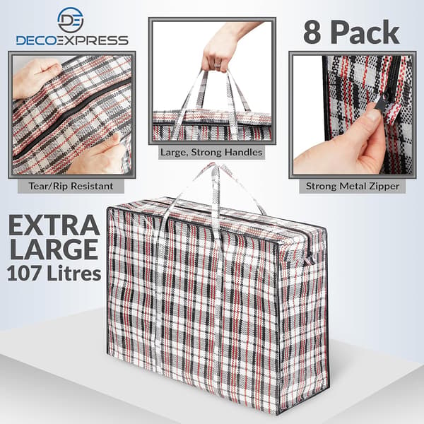 Large Jumbo Bag Storage Bag Clothes Storage Moving - Multipack (8-pack 80*60*25)