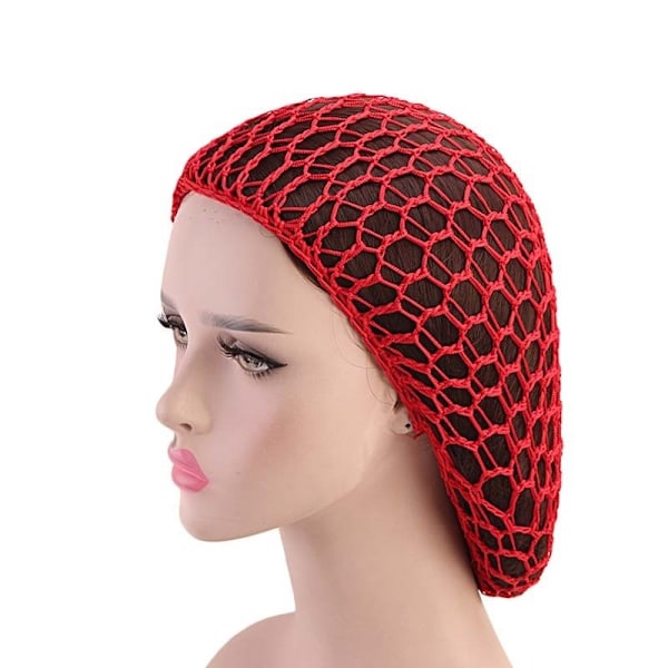 2 stycken Mesh Hair Net Virkade Hårnät Stickad Hatt Virkad Sovhatt - Svart+Röd - Mesh Virkad Hårnät