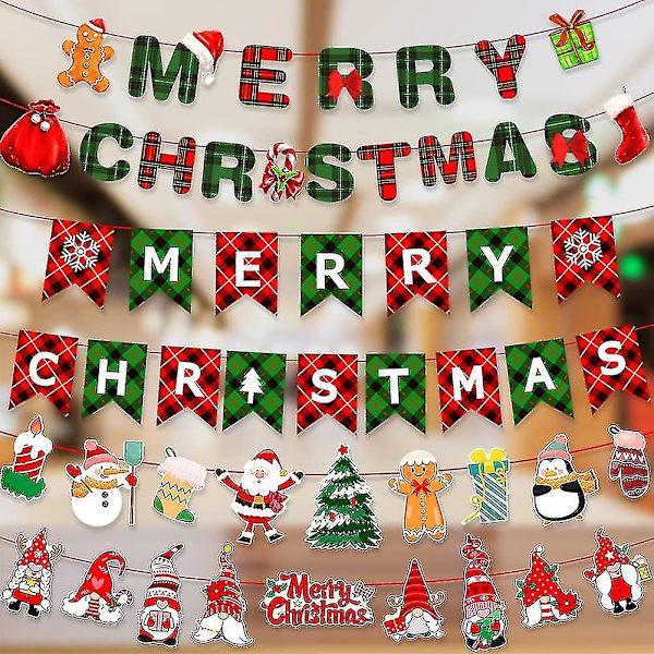 Glad Jul Flagg Girlang Banner Glad Jul Dekorationer Julpynt Tomten Julgran Glad Jul Alfabet För Inomhus