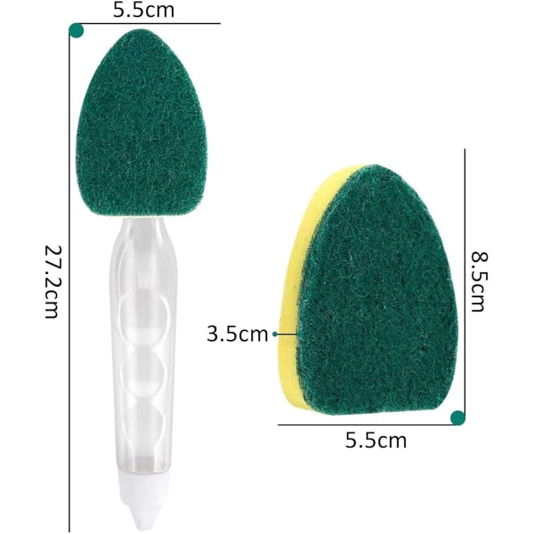 1 Oppvaskkost og 7 Refills, Skrubbesvamper, Holder Hender Utenfor Rot, Heavy Duty Oppvaskkost Svamp for Kjøkken, Bord, Badekar